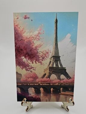 4x6 Paris Eiffel Tower Floral Fantasy Art‎ Print